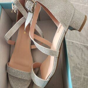 Girl's 6 Dufannie Silver Glitter Sandals